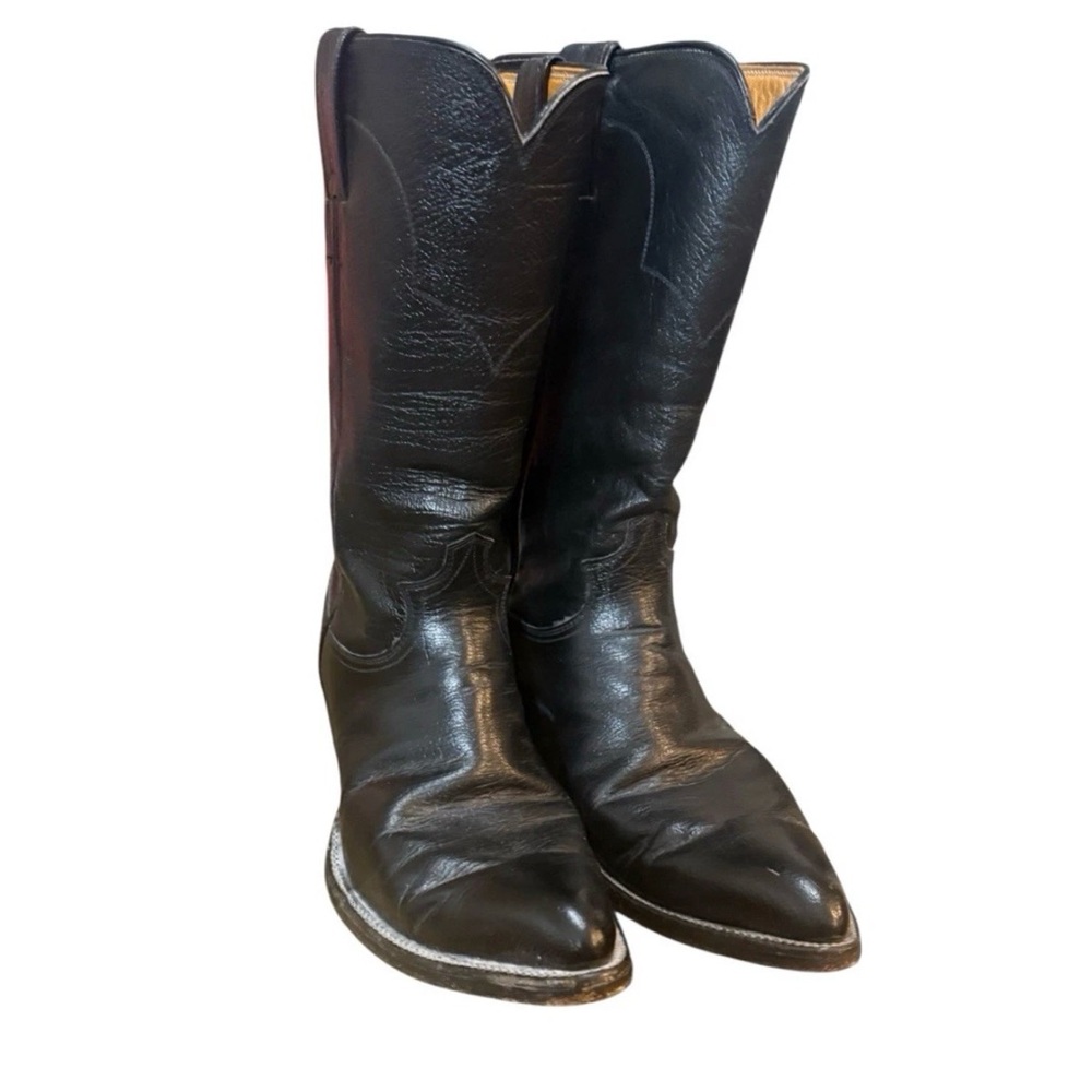 Justin Black Leather Western Cowboy Boots Men’s Size 9 D